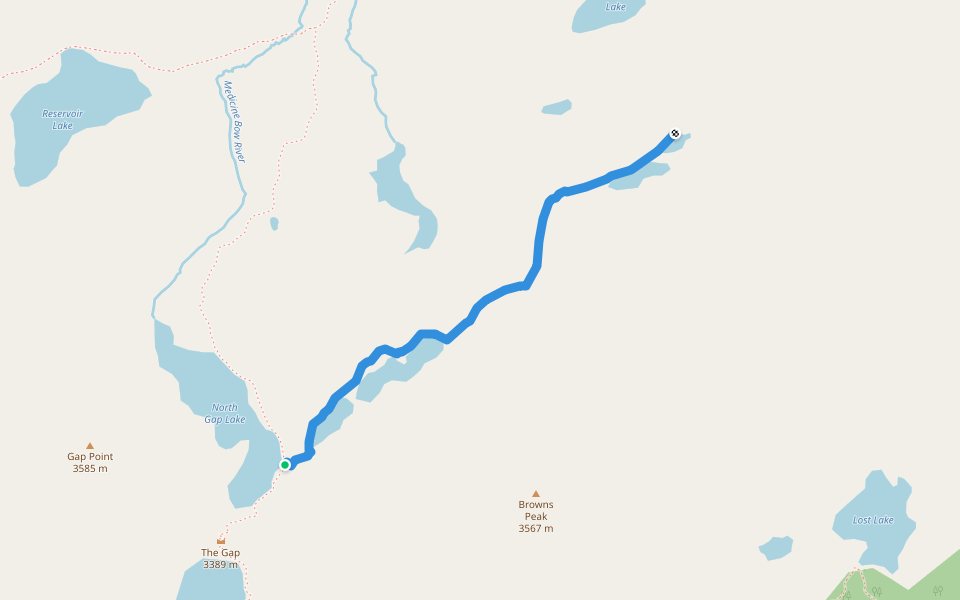 Shelf Lakes Trail walking route map in Centennial