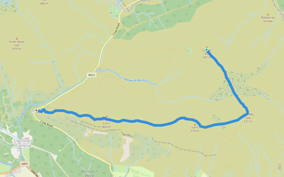 Cort Ma Law Path walking route map in Fintry