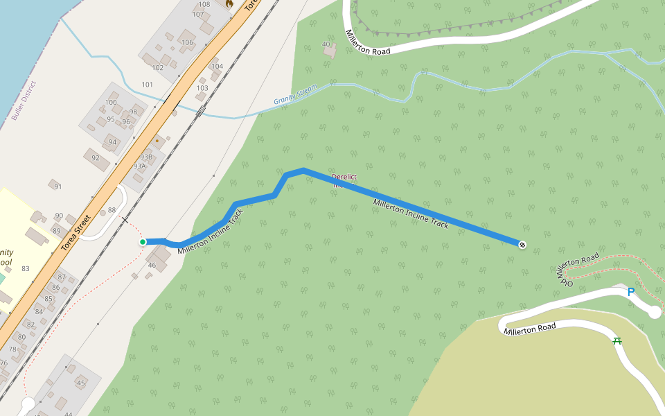 Millerton Incline Track walking route map in Granity