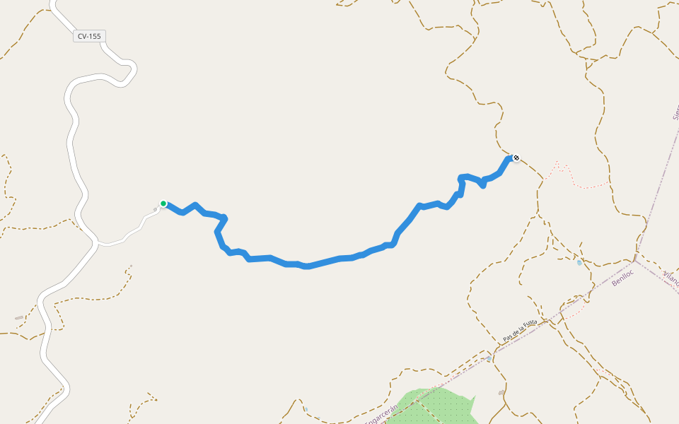 Camí de Sant Miquel walking route map in La Serra d'en Galceran