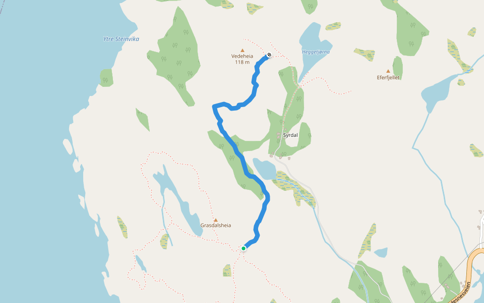 Vedestien walking route map in Lindesnes