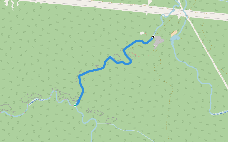 Кача walking route map in Pamyati 13 Bortsov