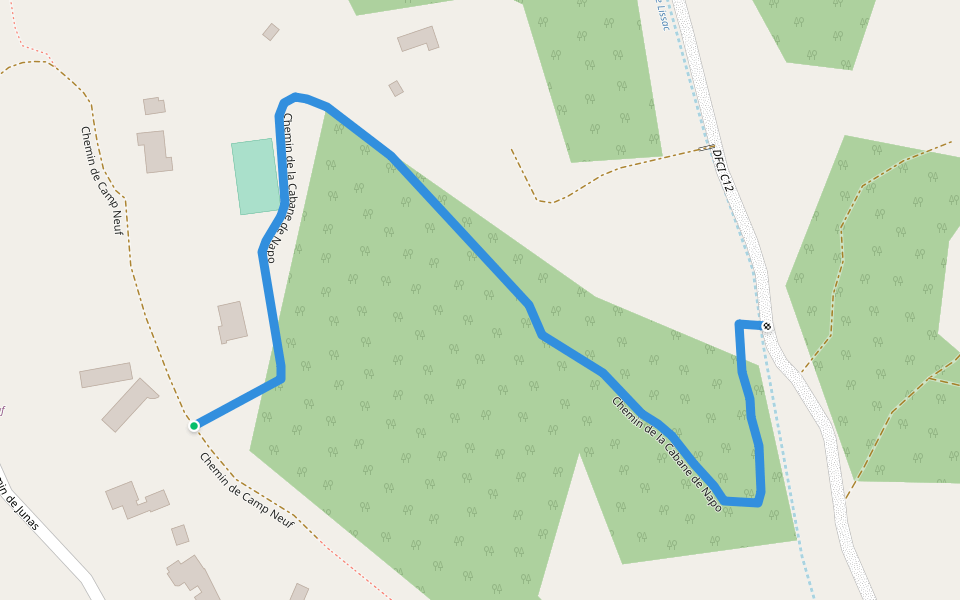 Chemin de la Cabane de Napo walking route map in Aubais