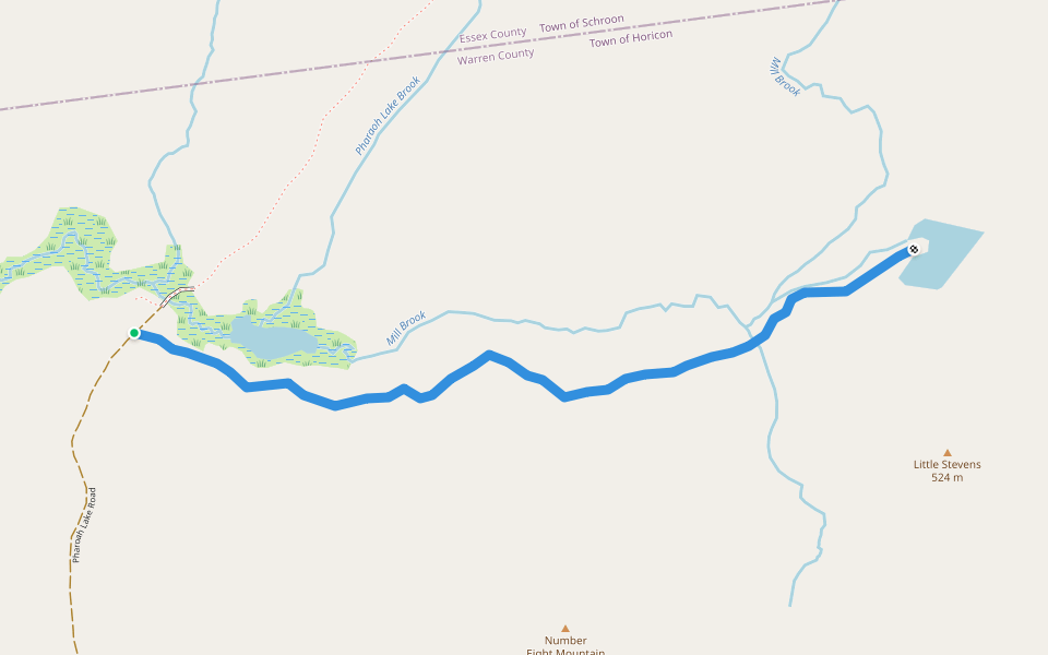 Crab Pond Trail walking route map in Brant Lake