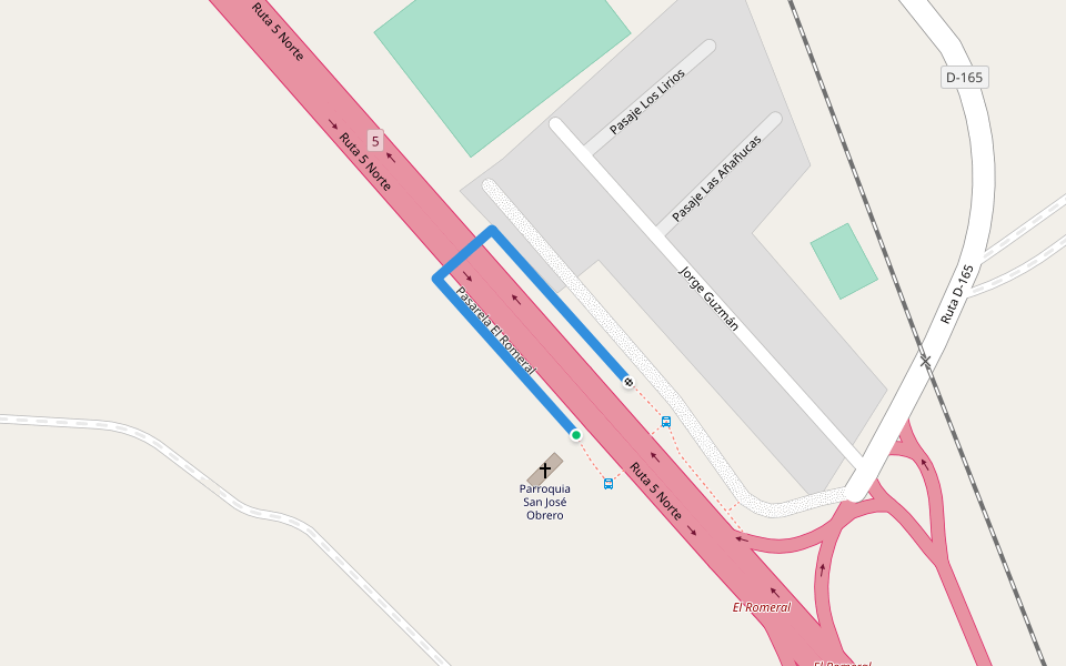 Pasarela El Romeral walking route map in Punta Teatinos