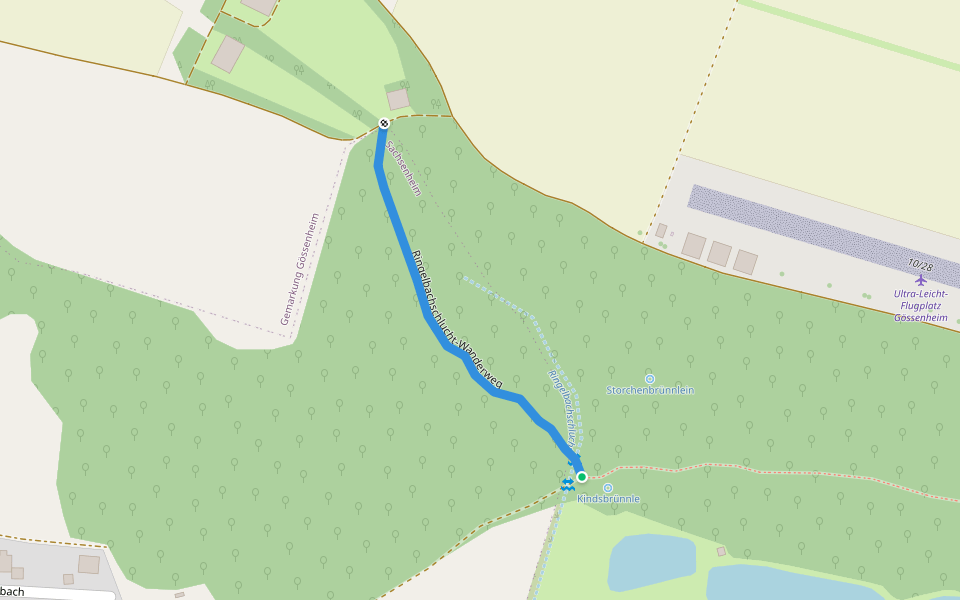 Ringelbachschlucht-Wanderweg walking route map in Gössenheim