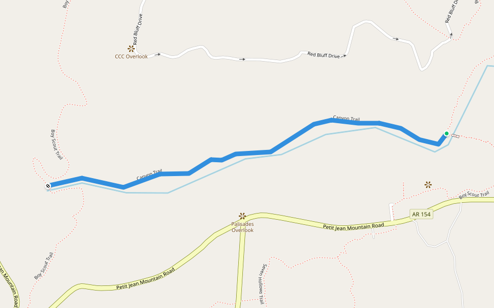Canyon Trail walking route map in Morrilton