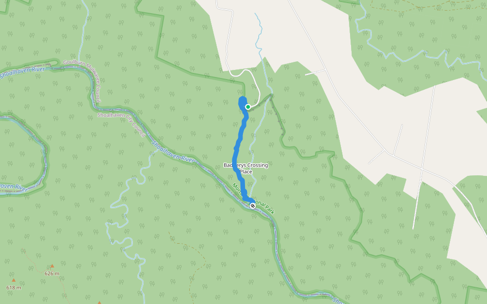 Badgery Spur Walking Track walking route map in Tallong