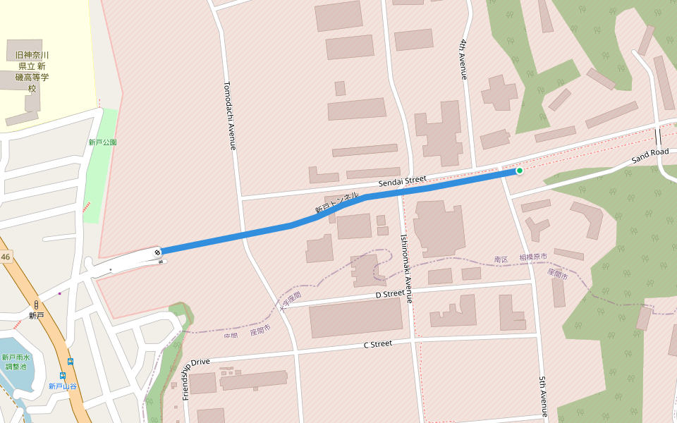 新戸トンネル walking route map in Sagamihara