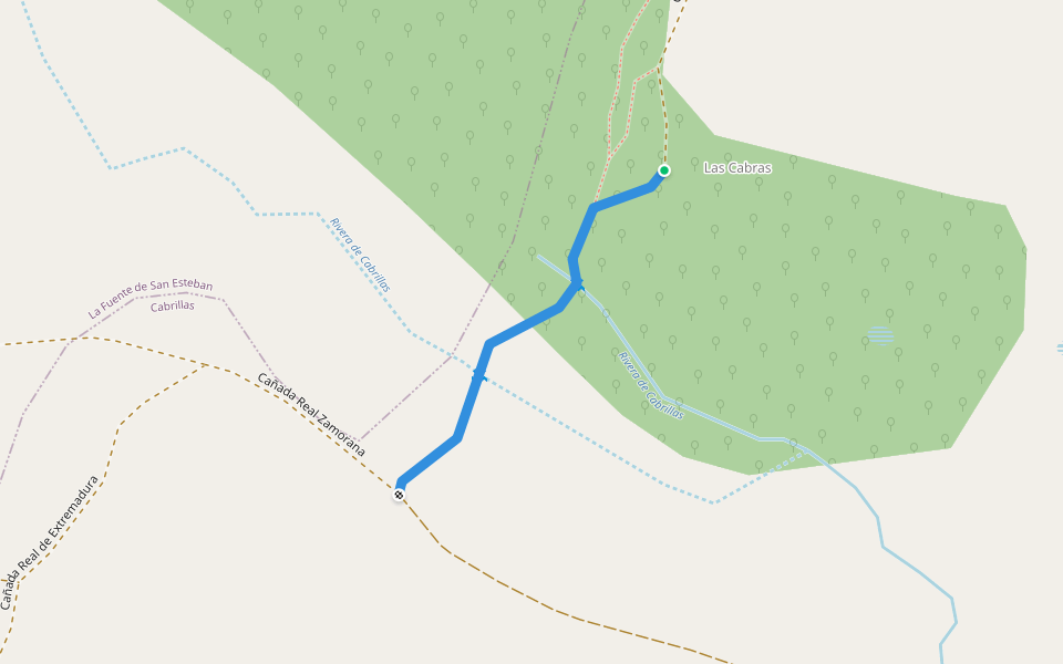 Cañada Real Zamorana walking route map in Cabrillas