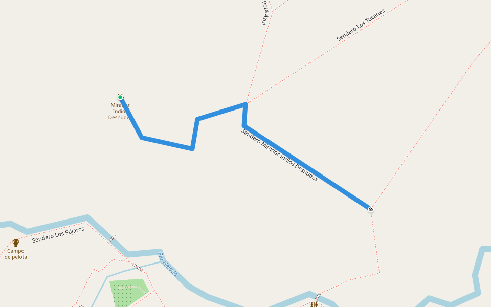 Sendero Mirador Indios Desnudos walking route map in Potrerillos