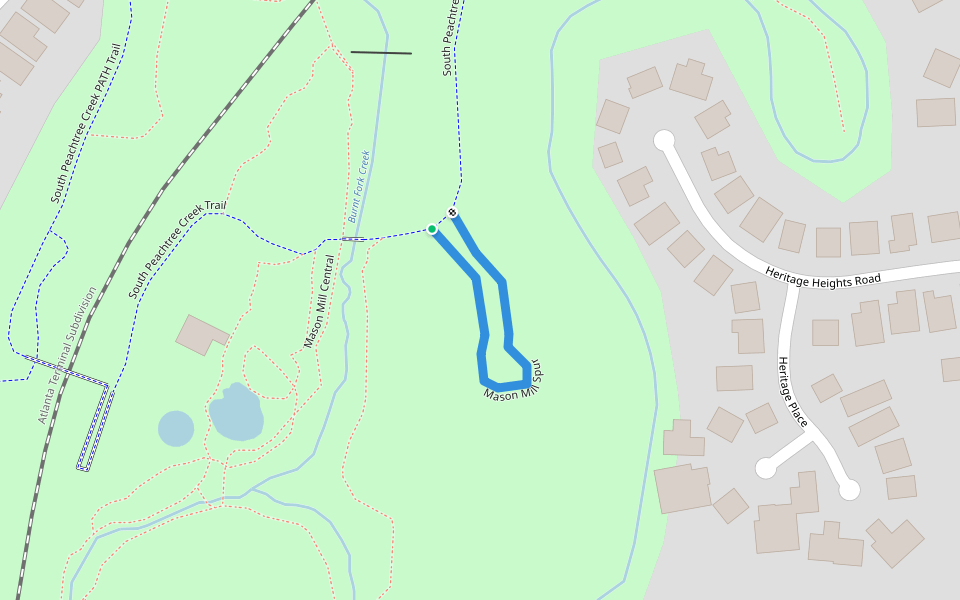 Mason Mill Spur walking route map in Decatur