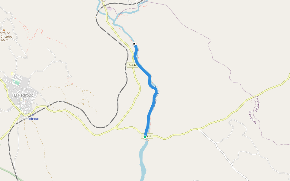 Camino a Constantina walking route map in El Pedroso