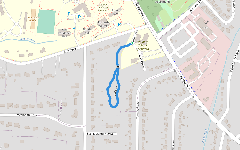 Waldorf walking route map in Decatur