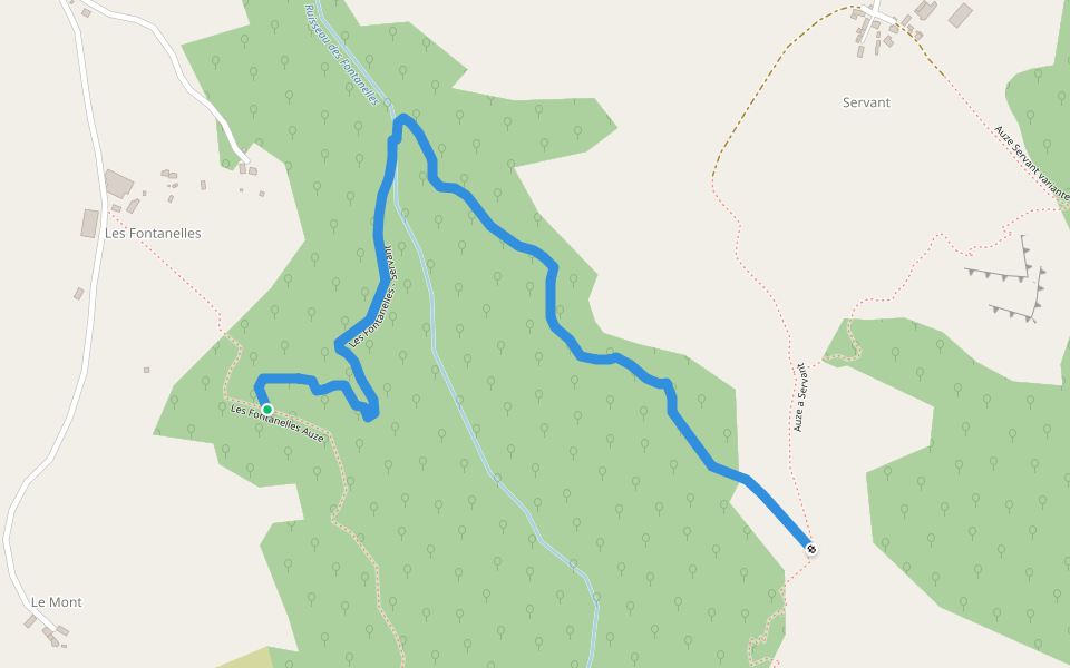 Les Fontanelles - Servant walking route map in Cassaniouze