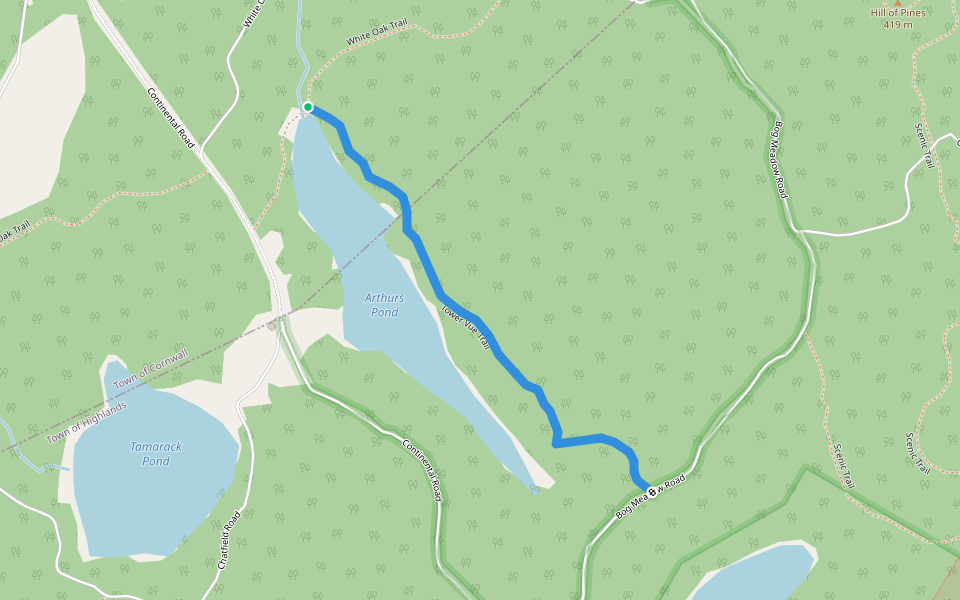 Tower Vue Trail walking route map in Cornwall