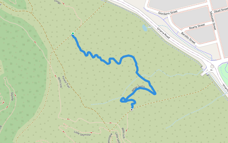 White Gums walking route map in Denman Prospect