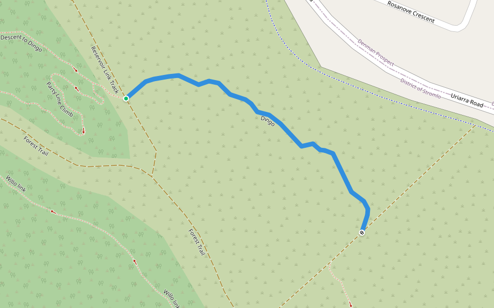 Dingo walking route map in Denman Prospect