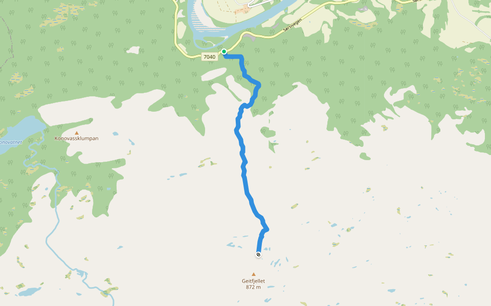 Geitfjellet walking route map in Bergsmoen