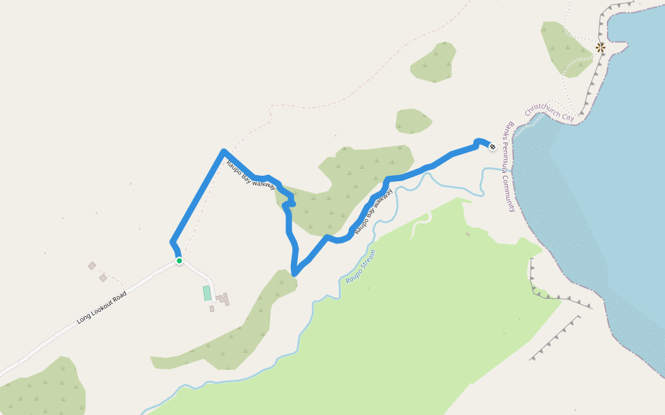 Raupo Bay walkway walking route map in Little Akaloa