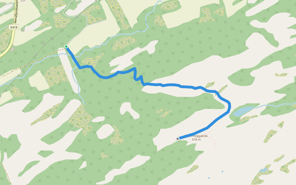 Tverrhoggaksla walking route map in Vassbygda