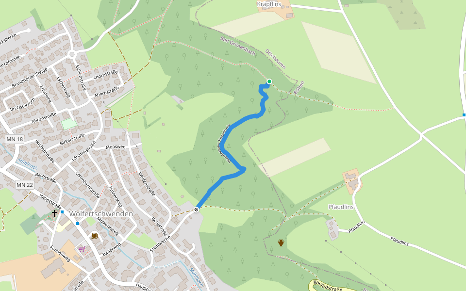 Wanderweg Kegelholz walking route map in Böhen