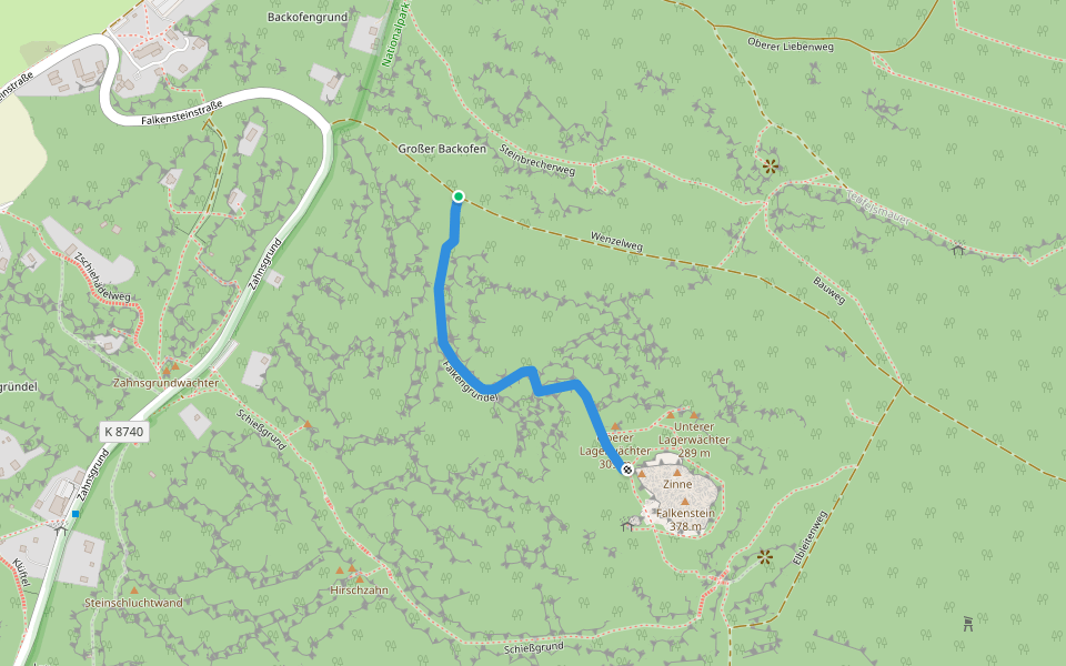 Falkengründel walking route map in Bad Schandau