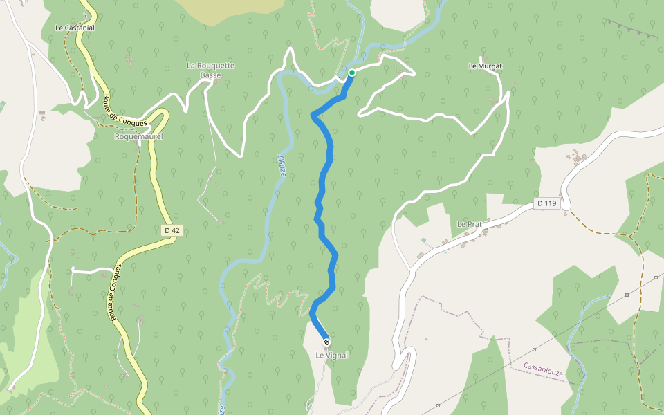 Le Vignal Auze walking route map in Cassaniouze
