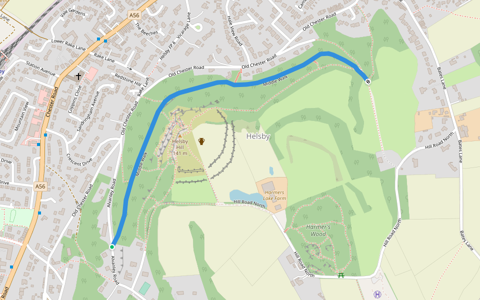 Middle Walk walking route map in Helsby