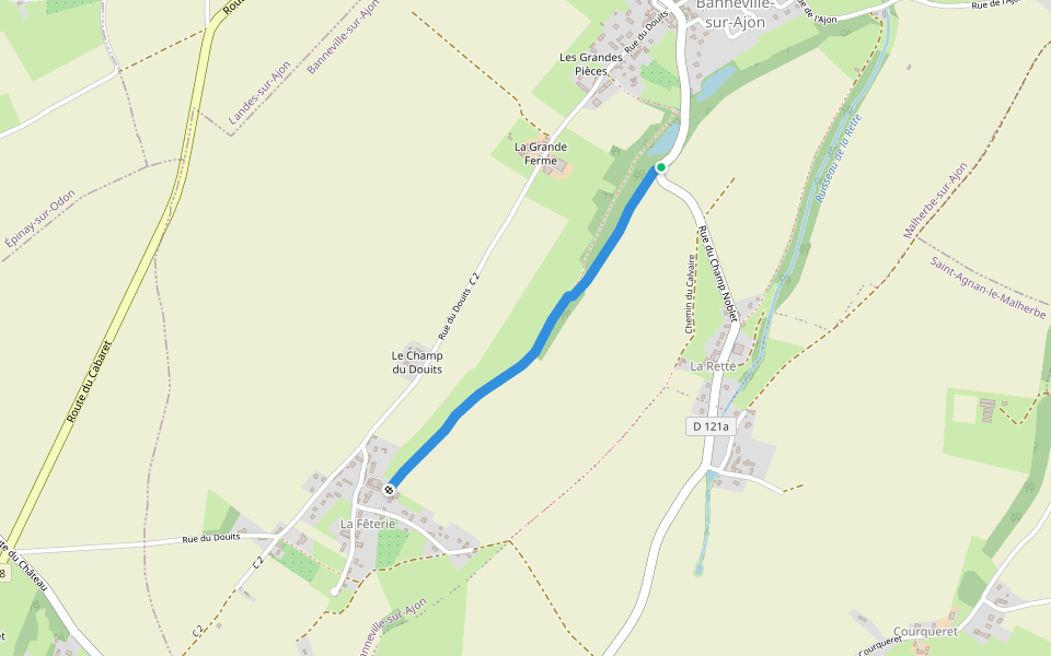 Chemin de l'Orgueil walking route map in Malherbe-sur-Ajon