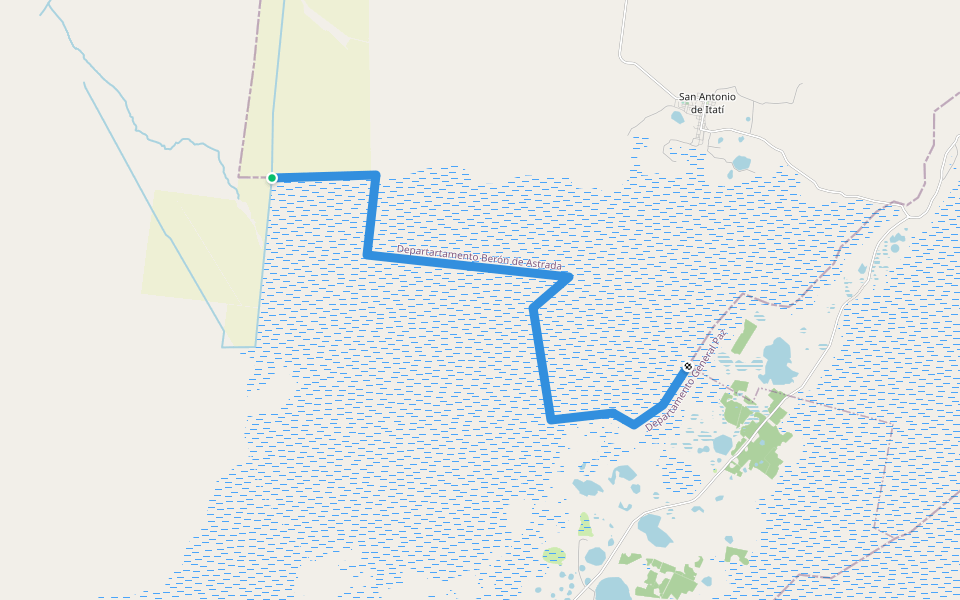Límite departamentos Berón de Astrada - General Paz walking route map in Maloyas
