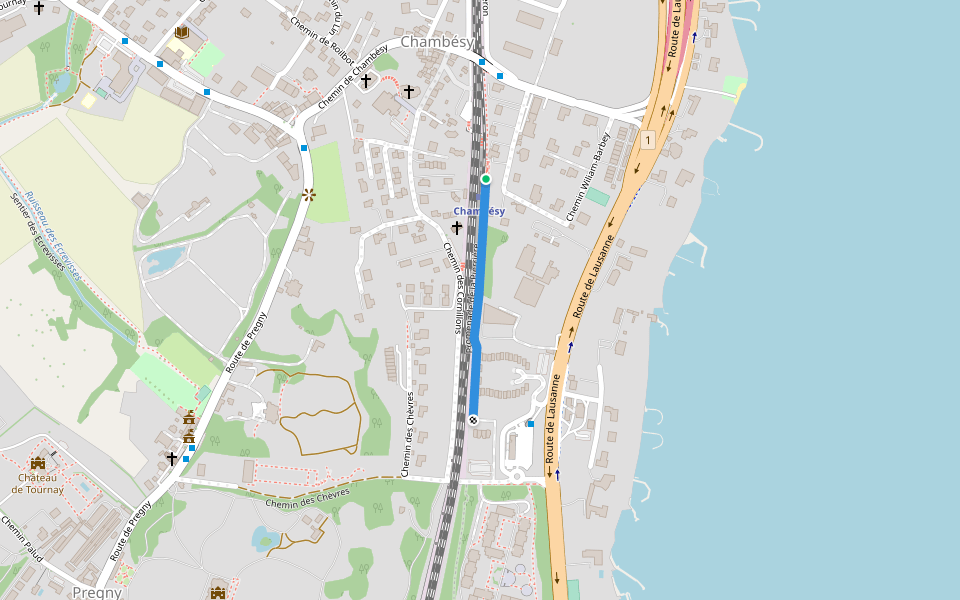 Promenade de la Pierrière walking route map in Pregny-Chambésy