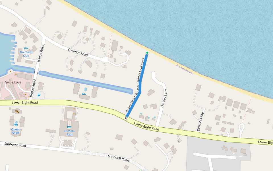 Public Beach Access (Smith's Reef East) walking route map in The Bight Settlement