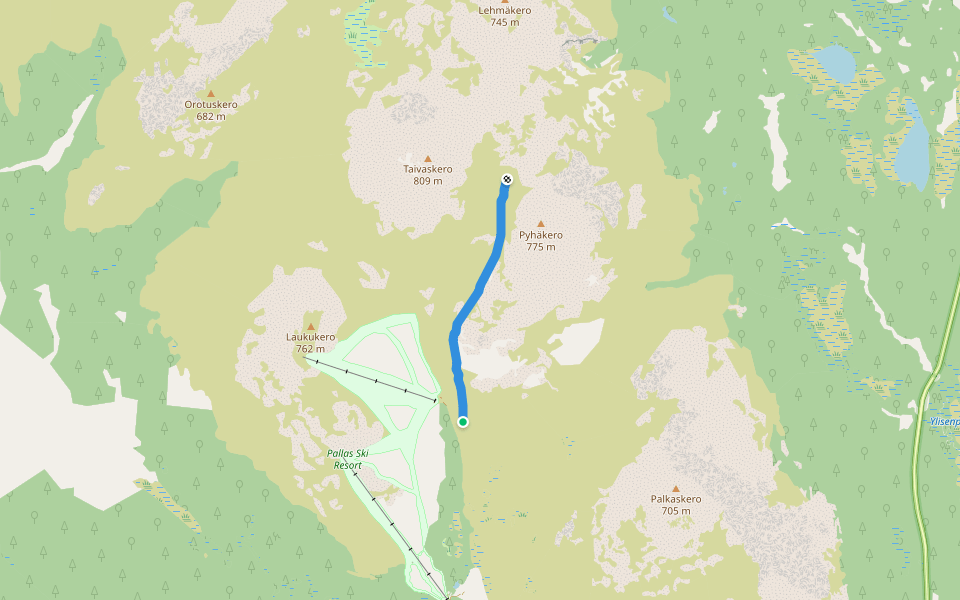 Pallas-Taivaskeronsatula walking route map in Muonio