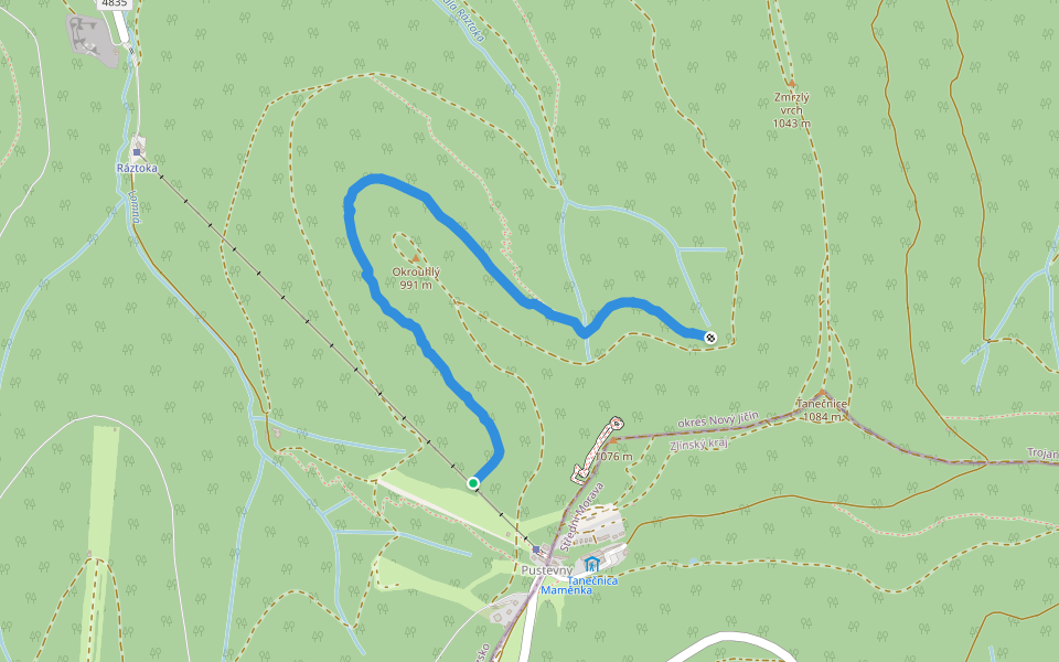 Okrouhlý walking route map in Frenštát pod Radhoštěm