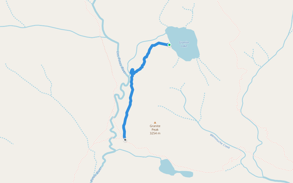 Granite Lake Trail walking route map in Chimney Rock