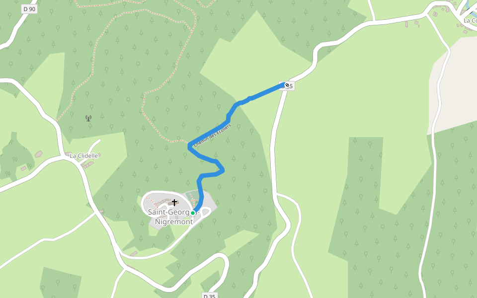 Chemin des Écoliers walking route map in Saint-Georges-Nigremont