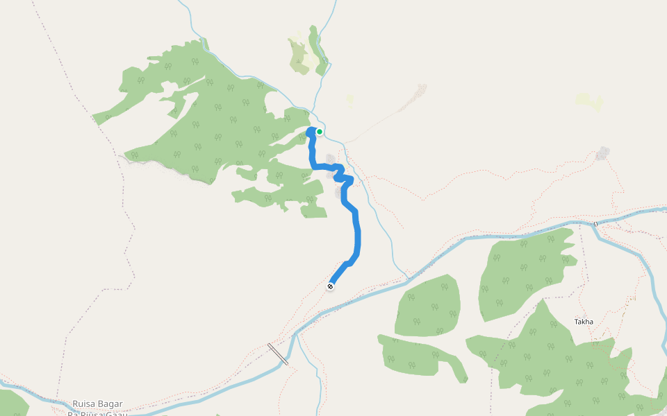 Pulu Bazar to Serog walking route map in Manma