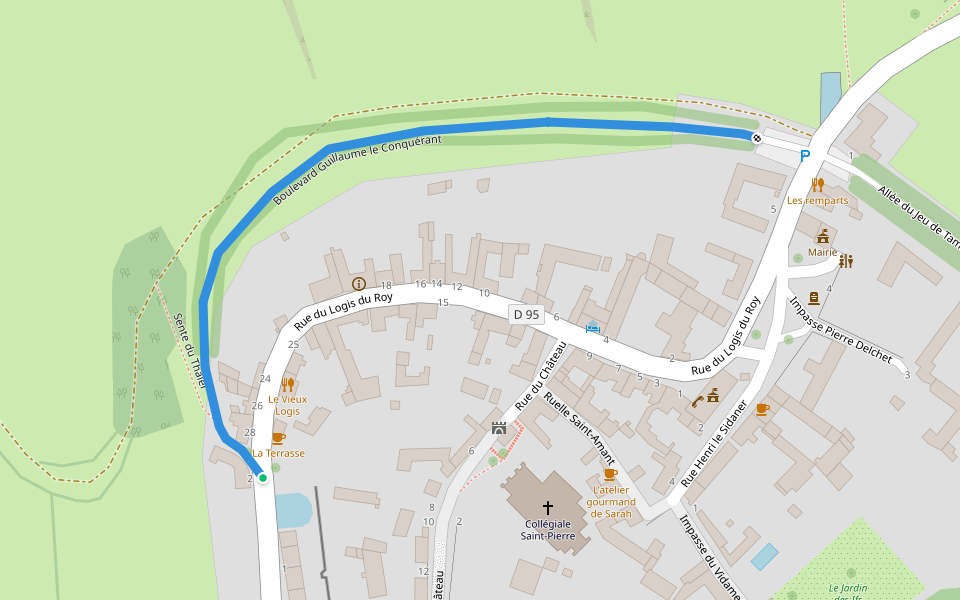 Boulevard Guillaume le Conquérant walking route map in Gerberoy