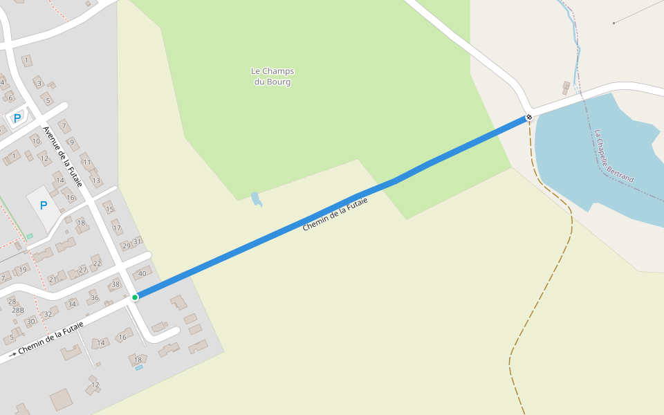 Chemin de la Futaie walking route map in Pompaire
