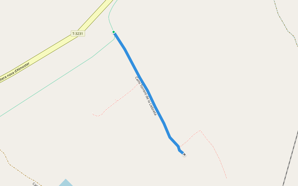 Camí Torrent de la Llebreta walking route map in La Selva del Camp