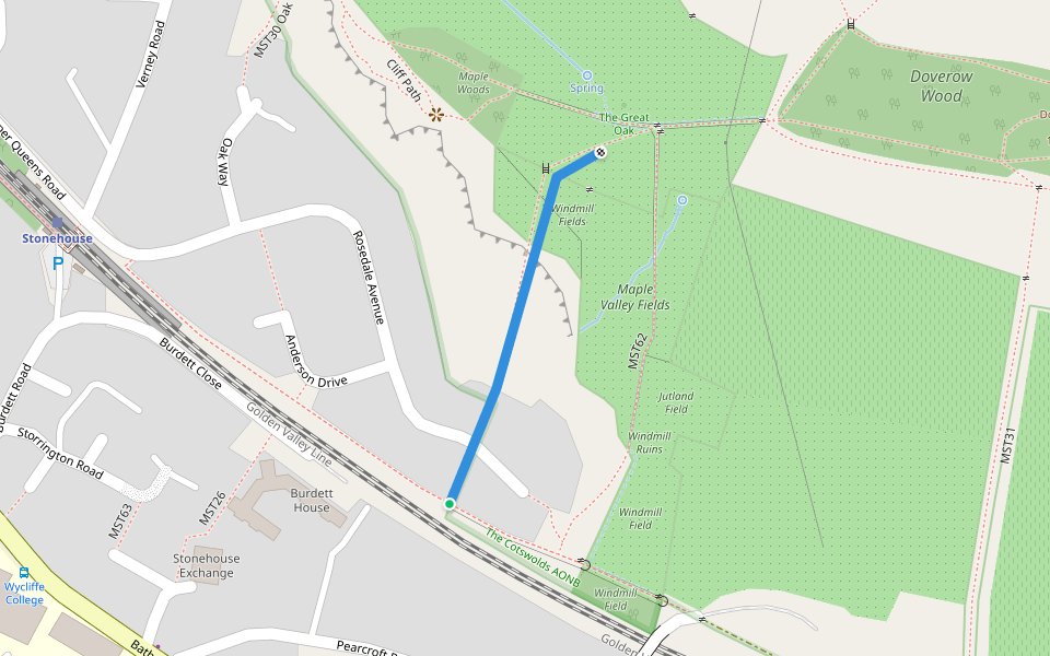 MST28 walking route map in Stonehouse