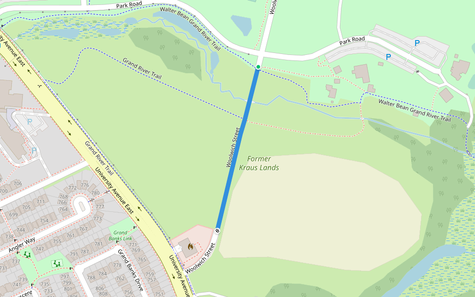 Woolwich Street walking route map in Bloomingdale