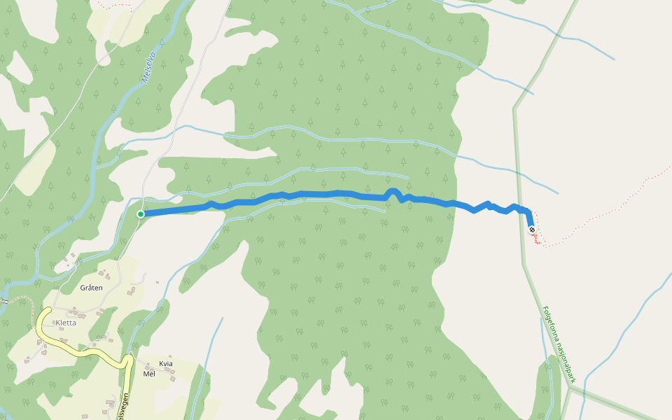 Marked path to Melderskin walking route map in Rosendal