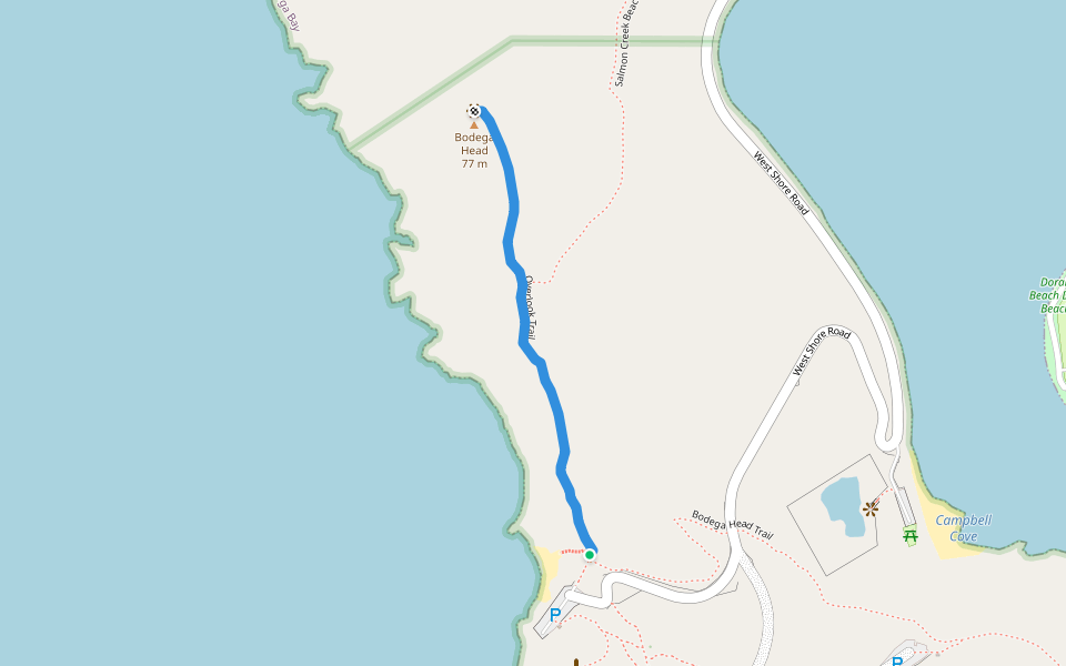 Overlook Trail walking route map in Bodega Bay