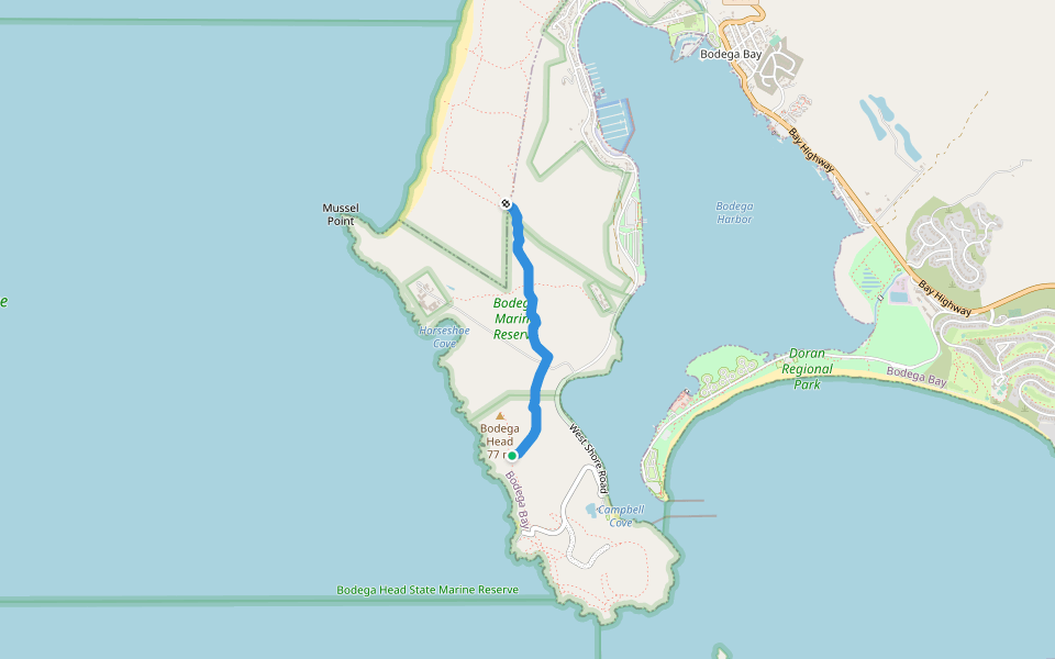 Salmon Creek Beach Trail walking route map in Bodega Bay