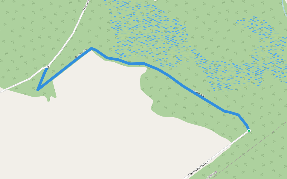 Sentier 476 walking route map in Saint-Thomas-Didyme
