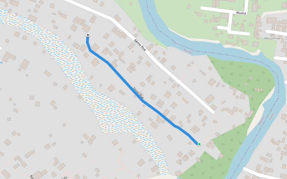 7ème Rue walking route map in Kinshasa