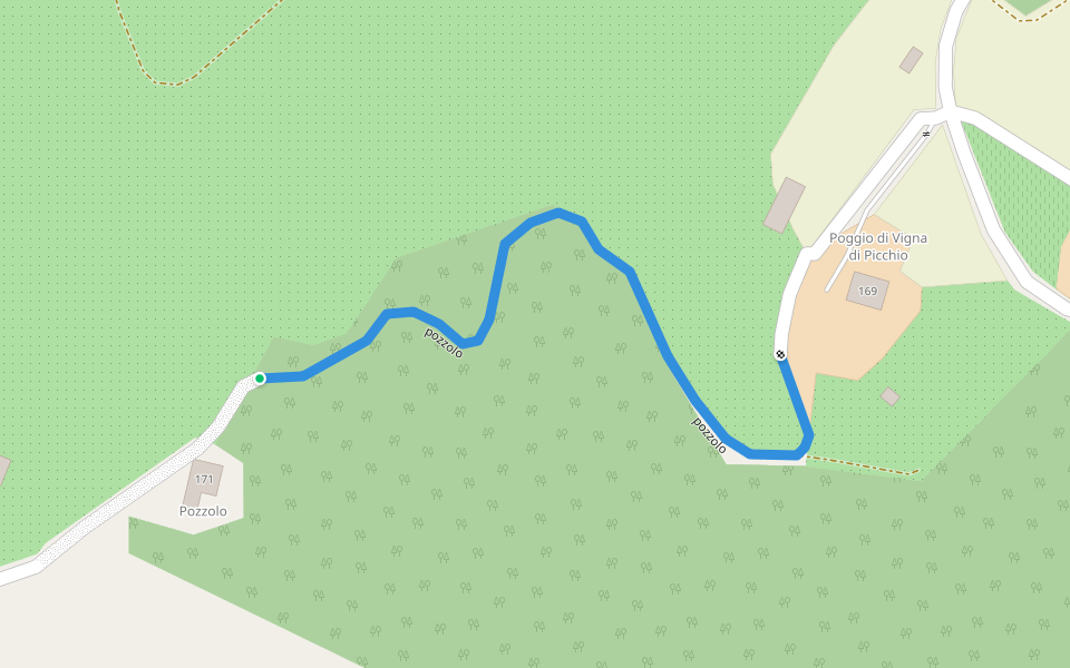 pozzolo walking route map in Subbiano