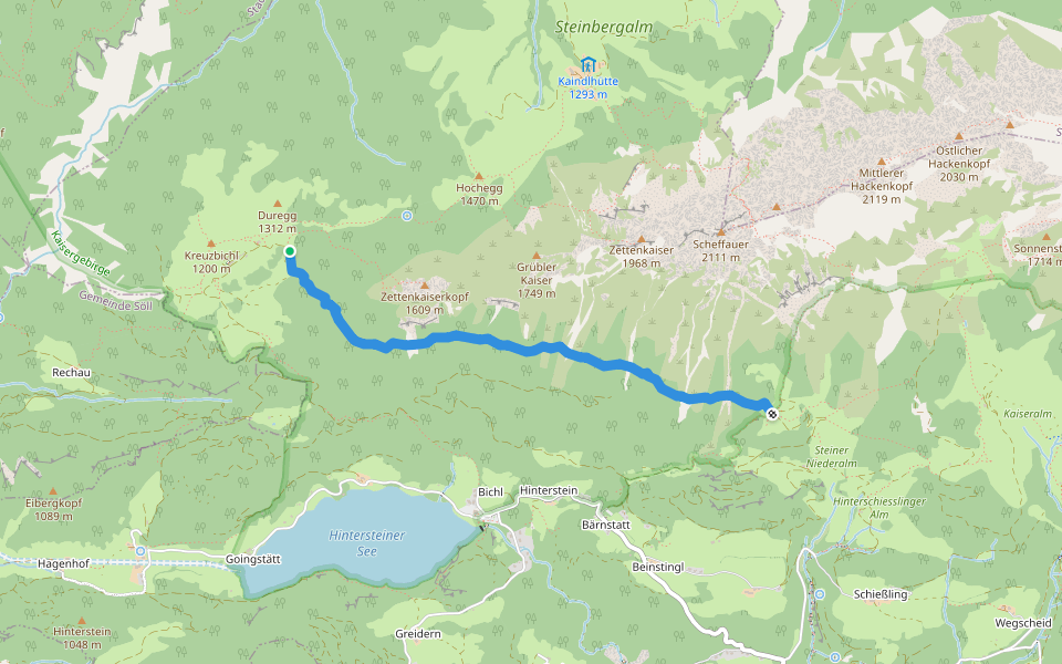 Jagersteig walking route map in Scheffau am Wilden Kaiser